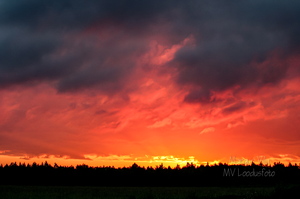 Tumedate pilvedega veripunane taevas