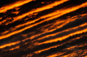  Triibuline loojuva päikesega taevas