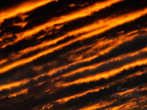  Triibuline loojuva päikesega taevas